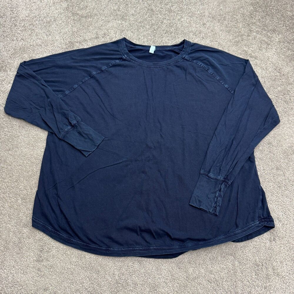 Z Zella Pullover Sweatshirt Womens XS Navy Blue Thumbholes Crew Neck Active Tee